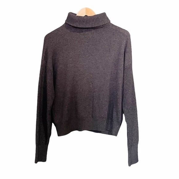 Rachel Zoe Sweater Cozy Quarter Zip Pullover Charcoal Gray Women’s Size Small - Picture 2 of 10